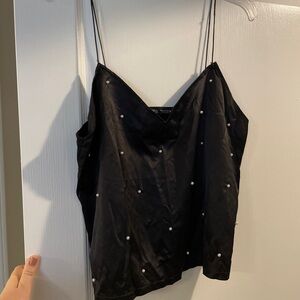 Zara Black Camisole with Pearl Details